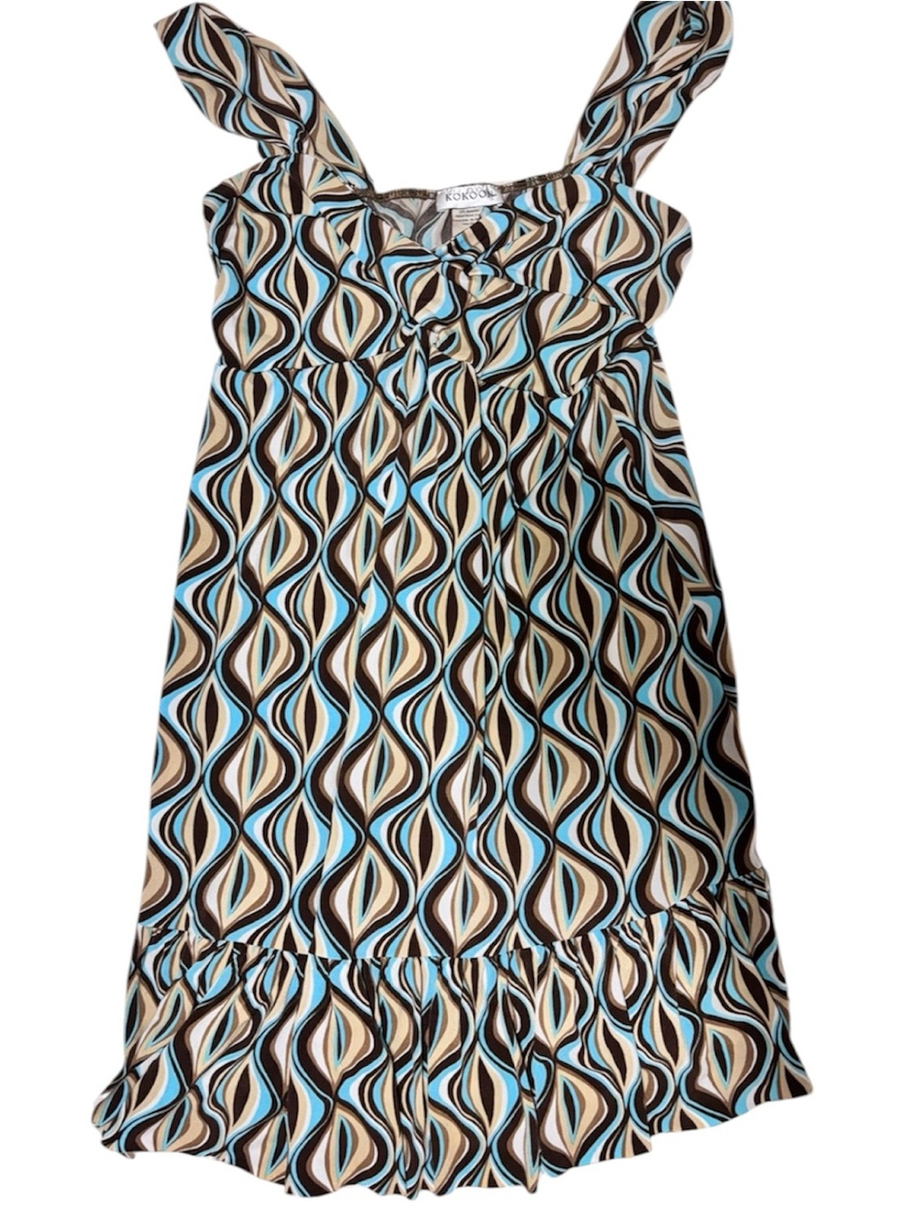 KOKOON Patterned Sundress in Blue, Brown & Cream